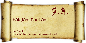 Fábján Marián névjegykártya
